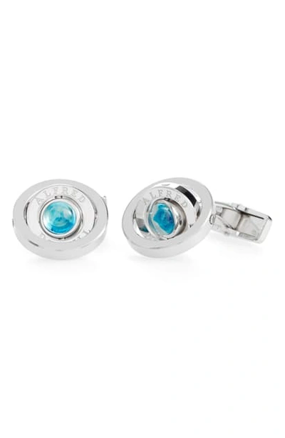 Dunhill Radial Gyro Blue Topaz Cuff Links In Silver
