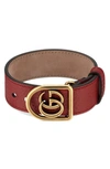 Gucci Double-g Leather Belt Bracelet In Red