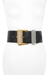VERSACE TWO TONE STRASS BUCKLE LEATHER BELT,DCDH216DV3T