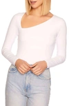 Susana Monaco Diagonal Neckline Long Sleeve Top In Sugar