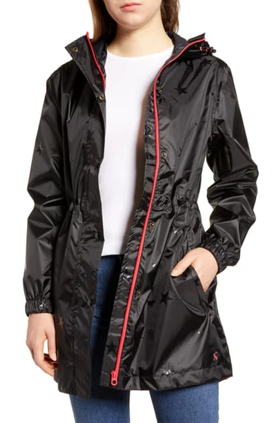 Joules Print Waterproof Packaway Raincoat In Gloss Star