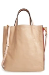 Marni Museo Small Colorblock Leather Tote In Cement/ Pompeii/ Antique Rose
