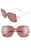 Ferragamo Gancio 55mm Square Sunglasses In Wine