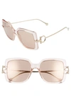 Ferragamo Gancio Rectangle Plastic & Metal Sunglasses In Nude