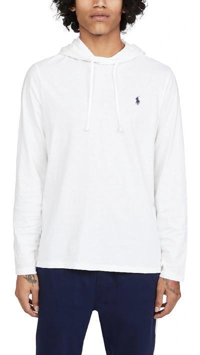 Polo Ralph Lauren Jersey Long Sleeve Tee Hoodie In White