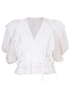 Chloé Ruffle-trimmed Ramie Wrap Top In Milk