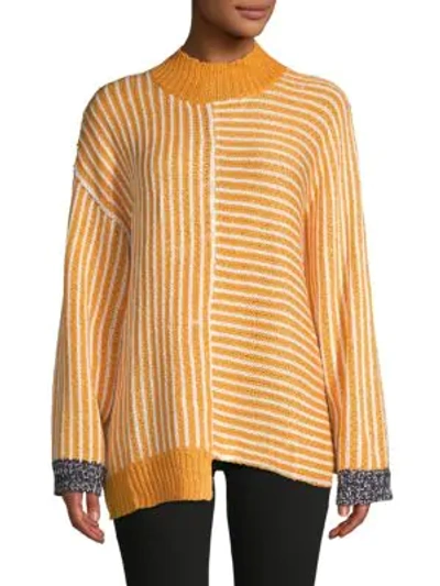 Avantlook Highneck Stripe Sweater In Orange