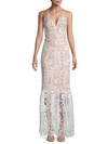 DRESS THE POPULATION SOPHIA PLUNGING LACE TRUMPET GOWN,0400012074315