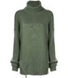 TIBI Cashmere Side Zip Turtleneck Sweater