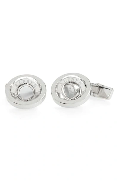 Dunhill Radial Gyro Mother-of-pearl Cuff Links In Silver