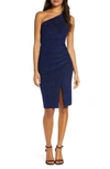 VINCE CAMUTO ONE-SHOULDER GLITTER KNIT BODY-CON DRESS,VC9M0382