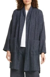 Eileen Fisher Organic Cotton & Hemp Tweed Long Coat In Indigo