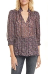 BA&SH THE DALAS METALLIC PRINT PLEATED PEASANT BLOUSE,1E20DALA