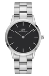Daniel Wellington Black Dial Stainless Steel Link Bracelet Watch, 36mm In Black/ Silver