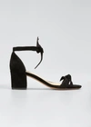 Alexandre Birman Clarita Suede 60mm City Sandals In Black