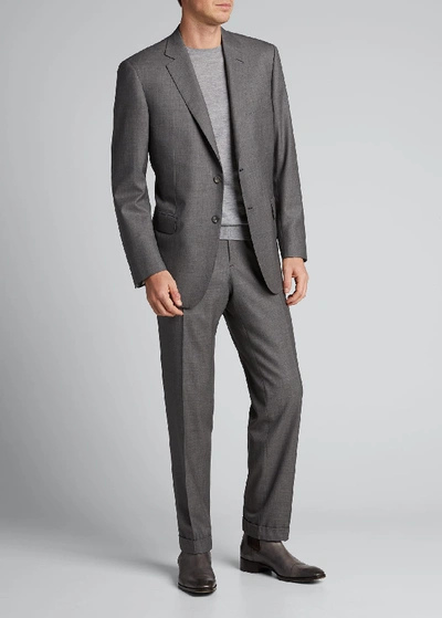 Brioni Men's Sharkskin Two-piece Wool Suit In Gray