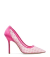 Stuart Weitzman Tasha 105mm Pointed Pumps In Peonia Hot Pink Mesh With Velvet Detail