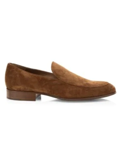 Gianvito Rossi Suede Slip-on Loafer In Carbon