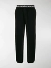 Alexander Wang T Black Corduroy Stretch Logo Lounge Pants In Black