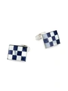 David Donahue 2-piece Sterling Silver Sodalite & Mother Of Pearl Checkerboard Cufflink