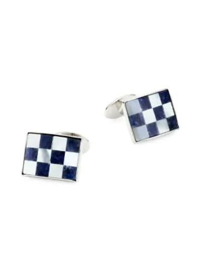 David Donahue 2-piece Sterling Silver Sodalite & Mother Of Pearl Checkerboard Cufflink