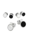 David Donahue Sterling Silver, Onyx & Mother-of Pearl 3-pair Cufflink Set
