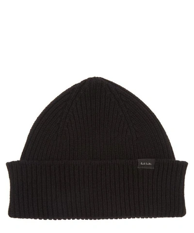 Paul Smith Knitted Cashmere-blend Beanie Hat In Black