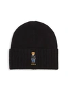 Polo Ralph Lauren St. Andrew Aran Bear Embroidery Beanie Hat In Black