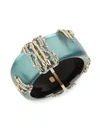 ALEXIS BITTAR Large Navette Crystal Spiked Lucite Hinge Bracelet