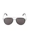Cartier 60mm Aviator Titanium Sunglasses In Silver