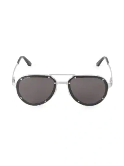 Cartier 60mm Aviator Titanium Sunglasses In Silver