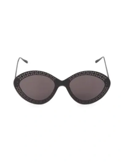 Alaïa 99mm Oval Floral Sunglasses In Black