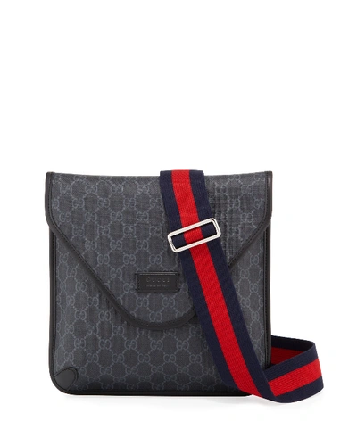 Gucci Medium Gg Supreme Canvas Messenger Bag In Black