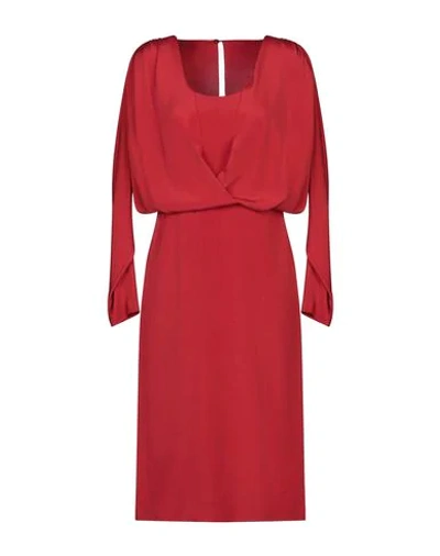 Alberta Ferretti Midi Dresses In Red