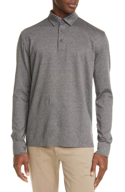 Ermenegildo Zegna Classic Long Sleeve Polo Shirt In Brown