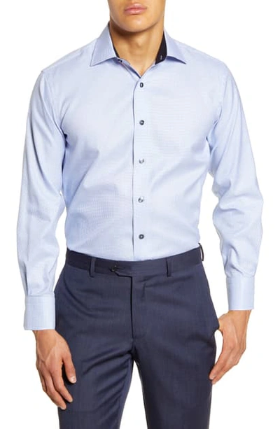 Lorenzo Uomo Trim Fit Check Dress Shirt In Light Blue