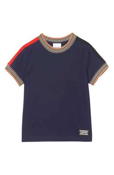 Burberry Kids' Icon Stripes Cotton Jersey T-shirt In Navy