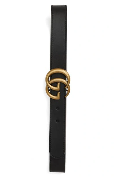 Gucci Kids' Logo Leather Belt In Nero