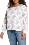 Bobeau Bishop Sleeve Pullover In Water Lily