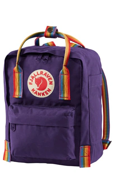 Fjall Raven Mini Kanken Rainbow Water Resistant 13-inch Laptop Backpack In Purple/ Rainbow Pattern