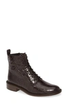 Vince Cabria Embossed Lace-up Booties In Mahogany