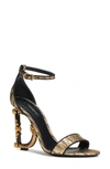 Dolce & Gabbana Sculpted-heel Jacquard Sandals In Gold/ Black