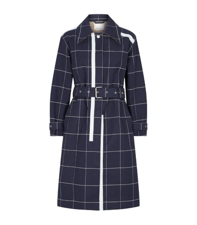 3.1 Phillip Lim Belted Checked Cotton-blend Garbadine Trench Coat In Navy