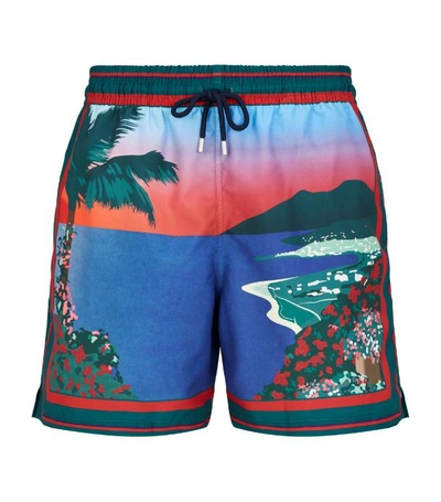 Derek Rose Men's Oahu 1 Classic Beach-print Swim Shorts In Green