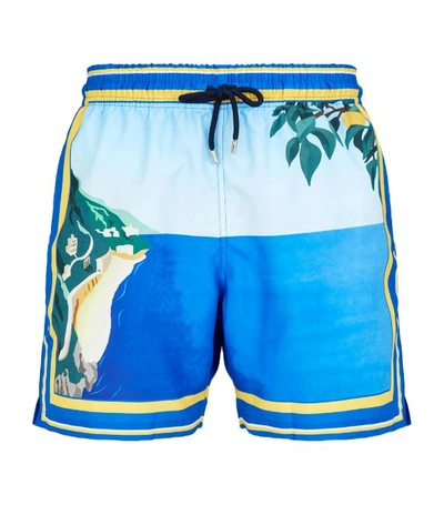 Derek Rose Print Swim Shorts In Blue