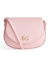 Dolce & Gabbana Kids' Calfskin Leather Side Bag With Dg Logo In Pink