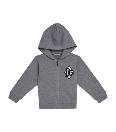 Dolce & Gabbana Babies' Embroidered Logo Hoodie In Grey