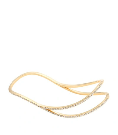 Atelier Swarovski X Paige Novick Yellow Gold, Diamond And Topaz Arc-en-ciel Palm Cuff Bracelet