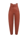 Attico Butterfly-insert High-waist Leather Trousers In Brown