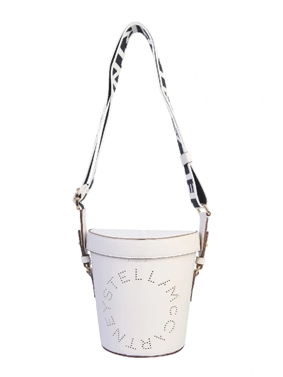 Stella Mccartney Bucket Bag With Logo In Pure White